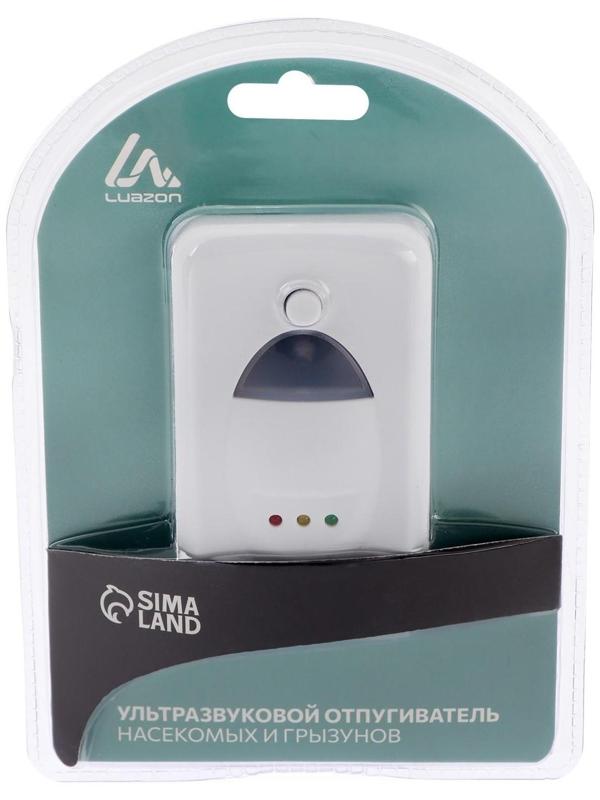 Отпугиватель насекомых и грызунов Luazon LRI-07, ультразвуковой, 200 м2, 220 В, белый
