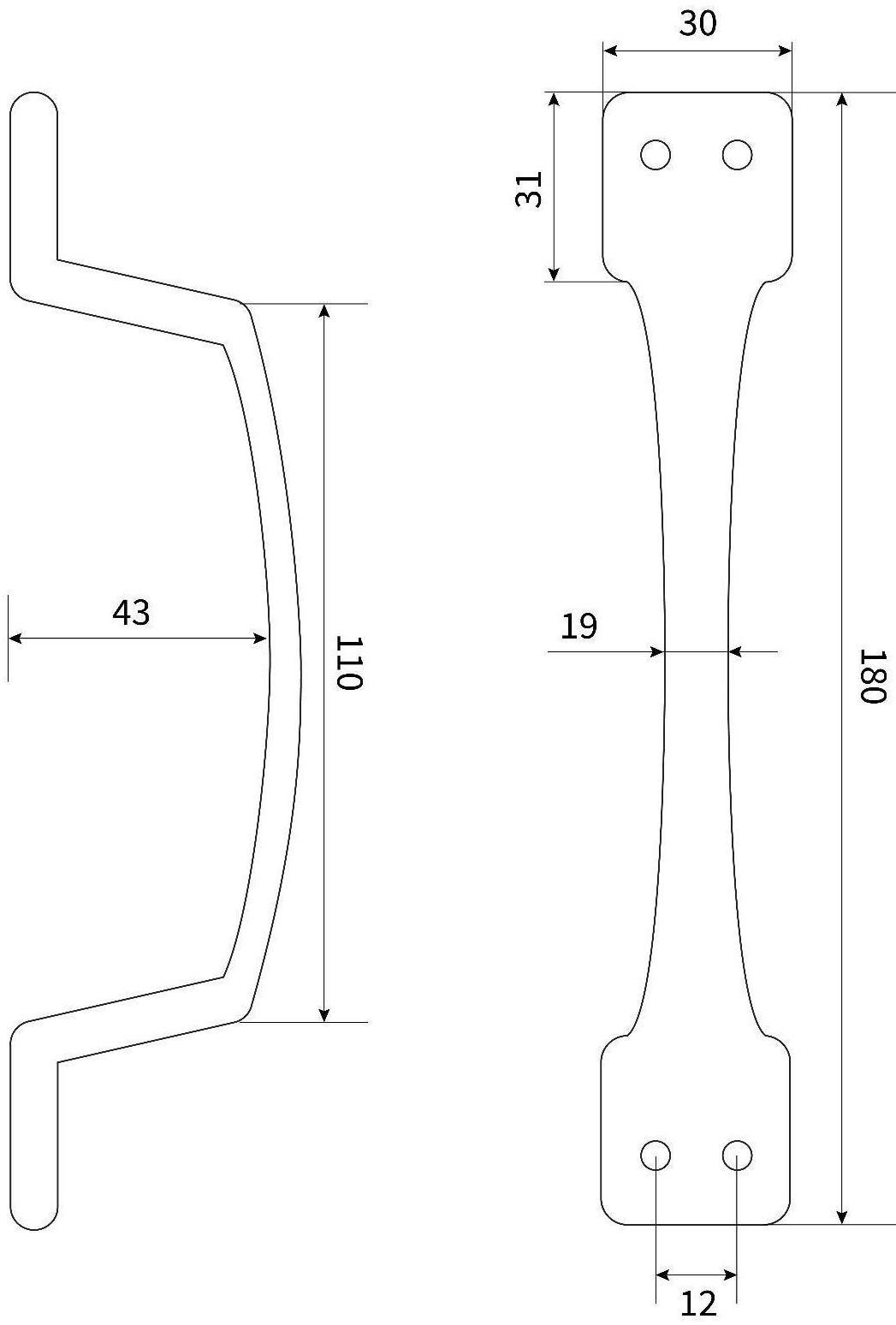 Ручка-скоба дверная, цвет медь