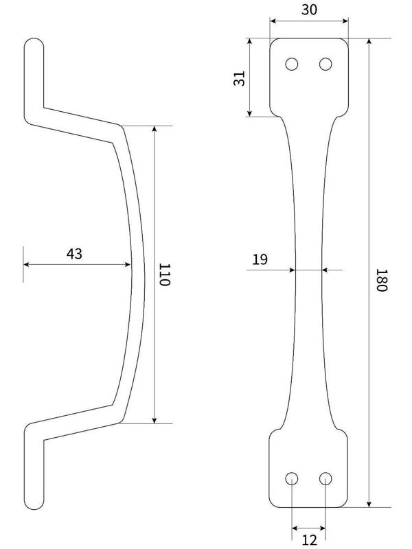 Ручка-скоба дверная, цвет медь