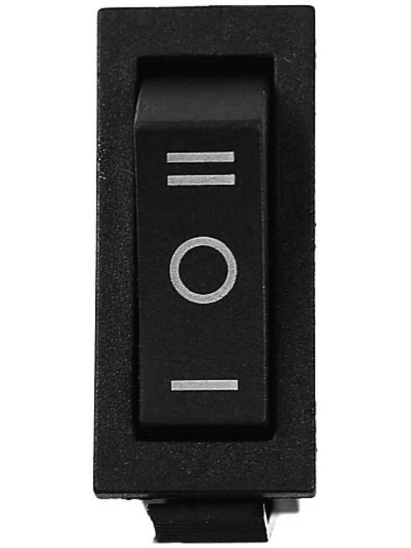 Кнопка - выключатель, трехпозиционный, 250 Вт, 10 А, 3 с, черный с нейтралью