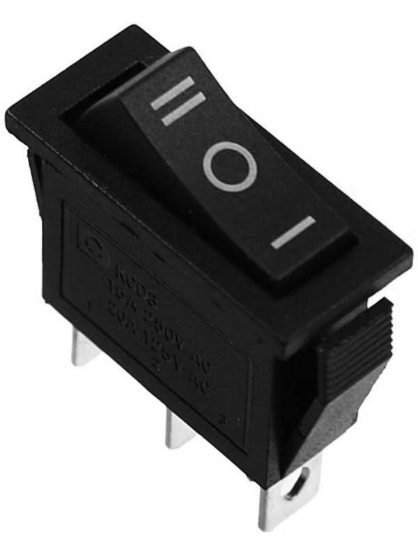 Кнопка - выключатель, трехпозиционный, 250 Вт, 10 А, 3 с, черный с нейтралью