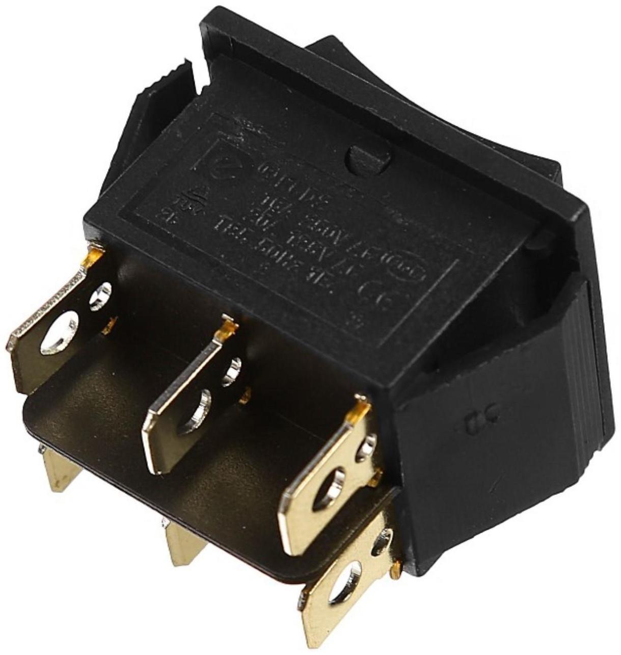 Кнопка - выключатель, трехпозиционный, 250 Вт, 15 А, 6 с, черный с нейтралью