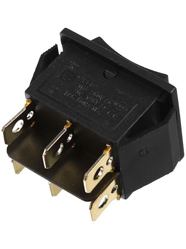 Кнопка - выключатель, трехпозиционный, 250 Вт, 15 А, 6 с, черный с нейтралью