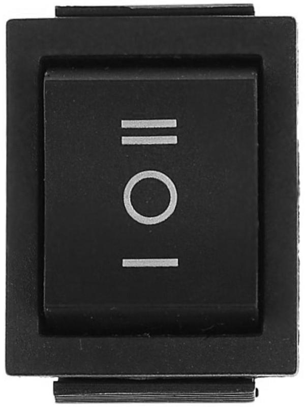 Кнопка - выключатель, трехпозиционный, 250 Вт, 15 А, 6 с, черный с нейтралью