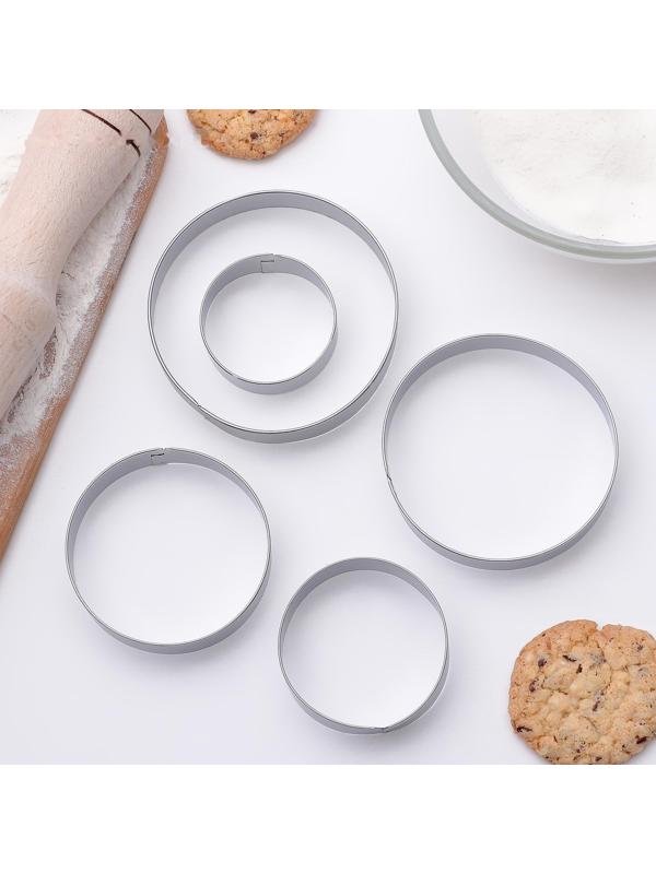 Набор форм для вырезания печенья Доляна «Круг», 5 шт: 3,1 см, 3,6 см, 4 см, 4,6 см, 5 см, цвет хромированный