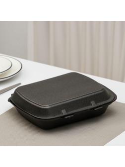 Ланч-бокс одноразовый, 24,7×20,6×3,5 см, 1 секция, цвет чёрный