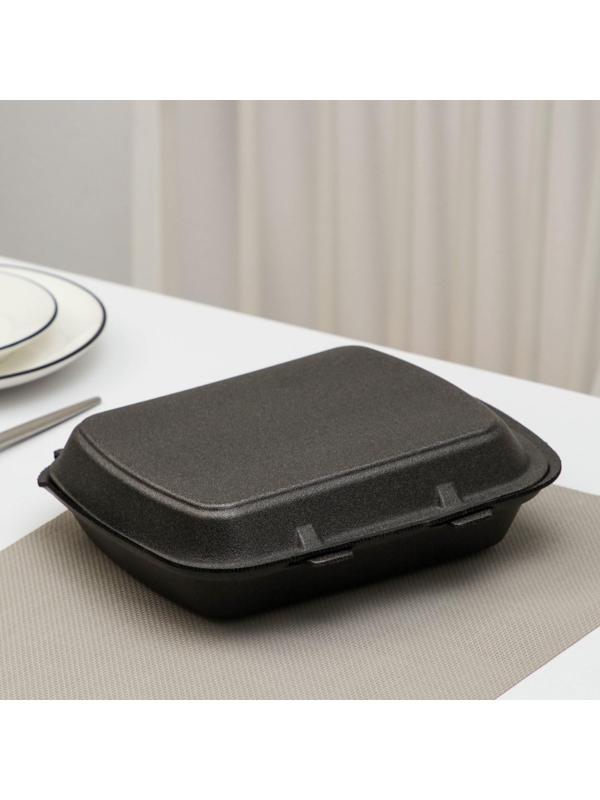 Ланч-бокс одноразовый, 24,7×20,6×3,5 см, 1 секция, цвет чёрный