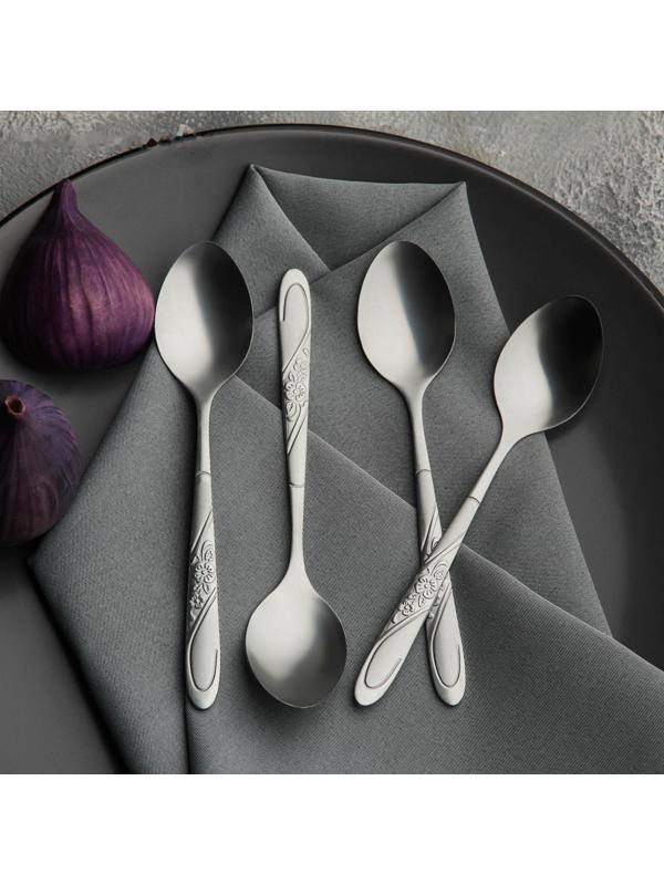 Набор ложек чайных Доляна «Антураж», h=15 см, 6 шт, цвет серебряный