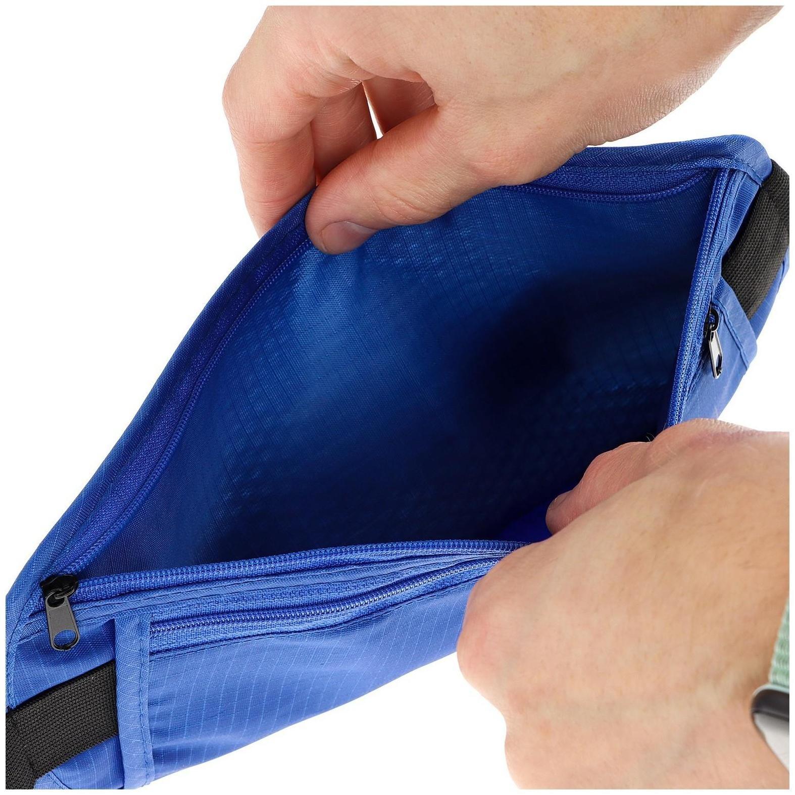 Сумка спортивная на пояс 25 х 13 см, цвет синий