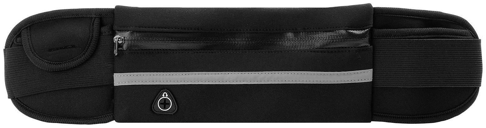 Сумка спортивная на пояс 32 см, 2 отделения, цвет черный