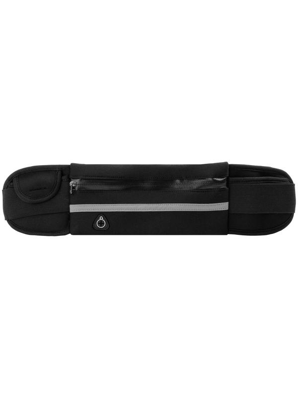 Сумка спортивная на пояс 32 см, 2 отделения, цвет черный