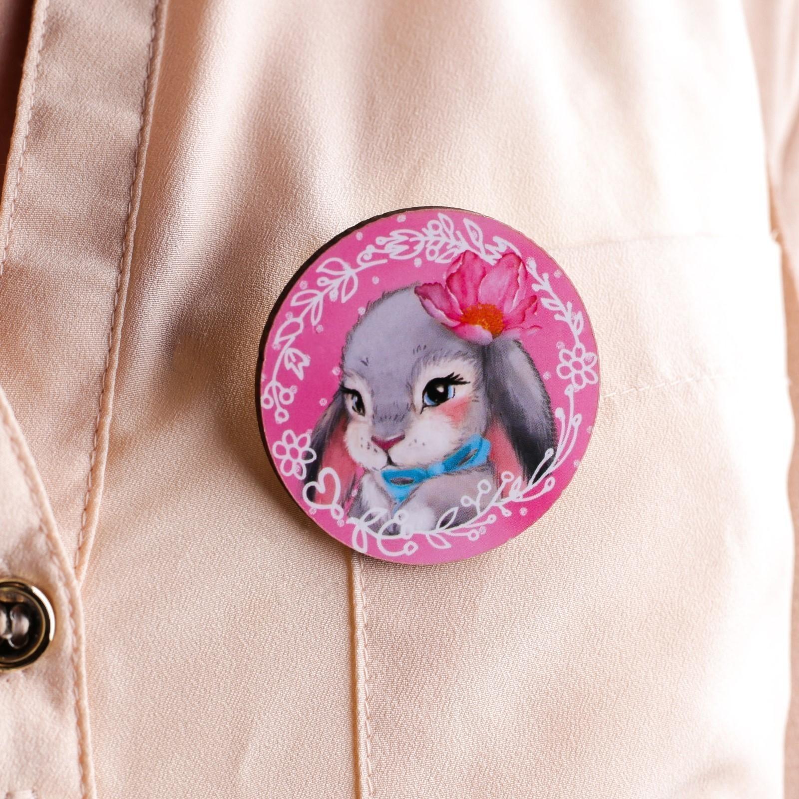 Детский подарочный набор Зайка: сумка + брошь, цвет розовый