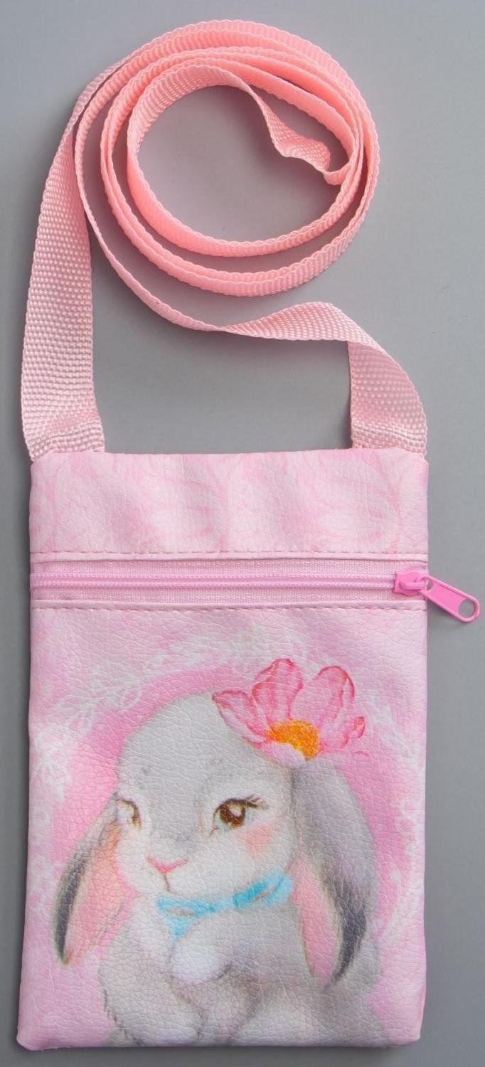 Детский подарочный набор Зайка: сумка + брошь, цвет розовый