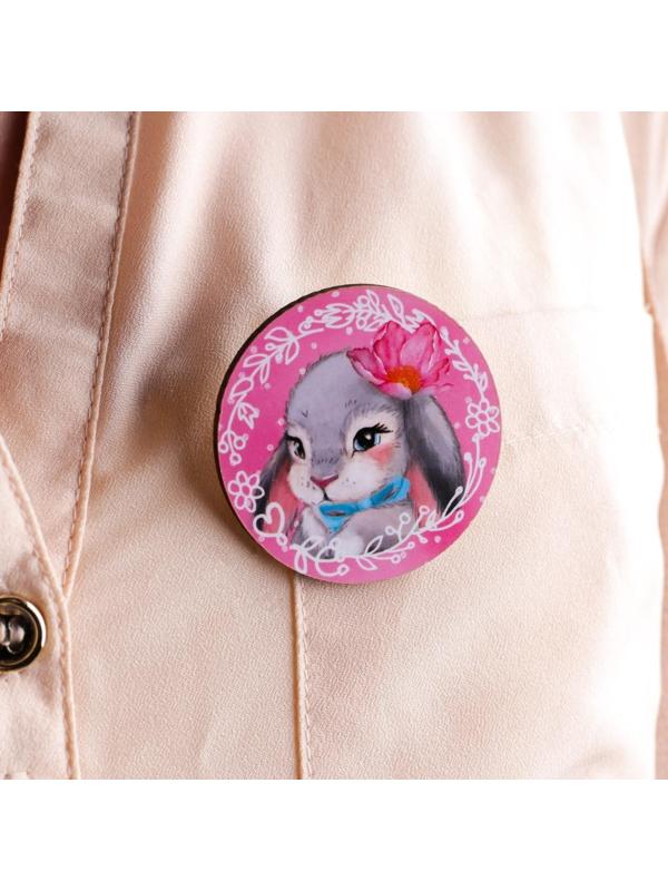 Детский подарочный набор Зайка: сумка + брошь, цвет розовый