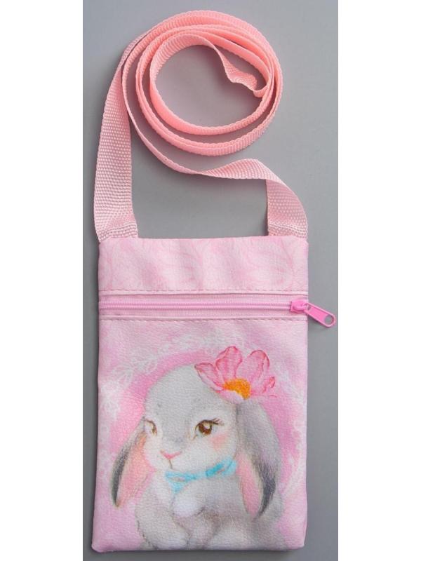 Детский подарочный набор Зайка: сумка + брошь, цвет розовый