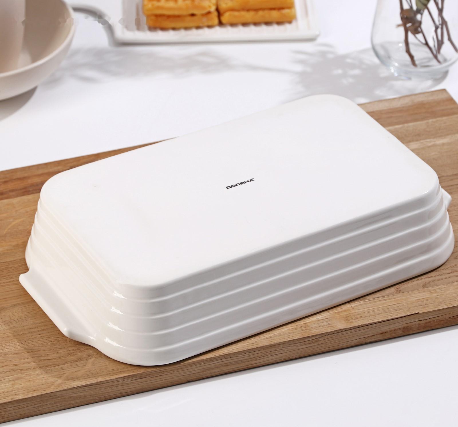 Форма для выпечки из жаропрочной керамики Доляна «Бруно», 2,5 л, 36×20,5×6,5 см, цвет белый