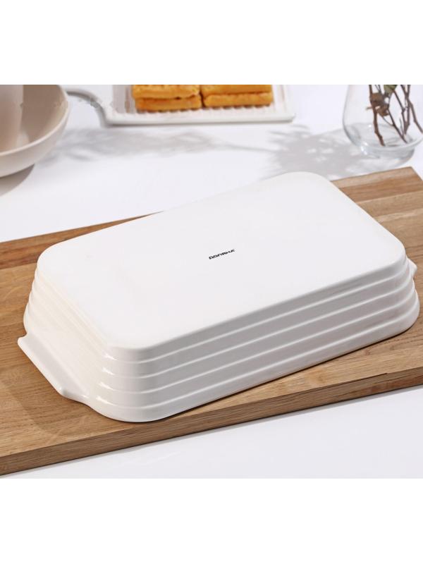 Форма для выпечки из жаропрочной керамики Доляна «Бруно», 2,5 л, 36×20,5×6,5 см, цвет белый