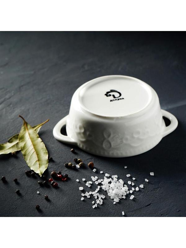 Форма для выпечки из жаропрочной керамики Доляна «Круг. Ланзо», 15×11,6 см, цвет белый