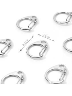 Карабин металлический «Круг», d = 14 мм, 22 × 15 мм, 10 шт, цвет серебряный