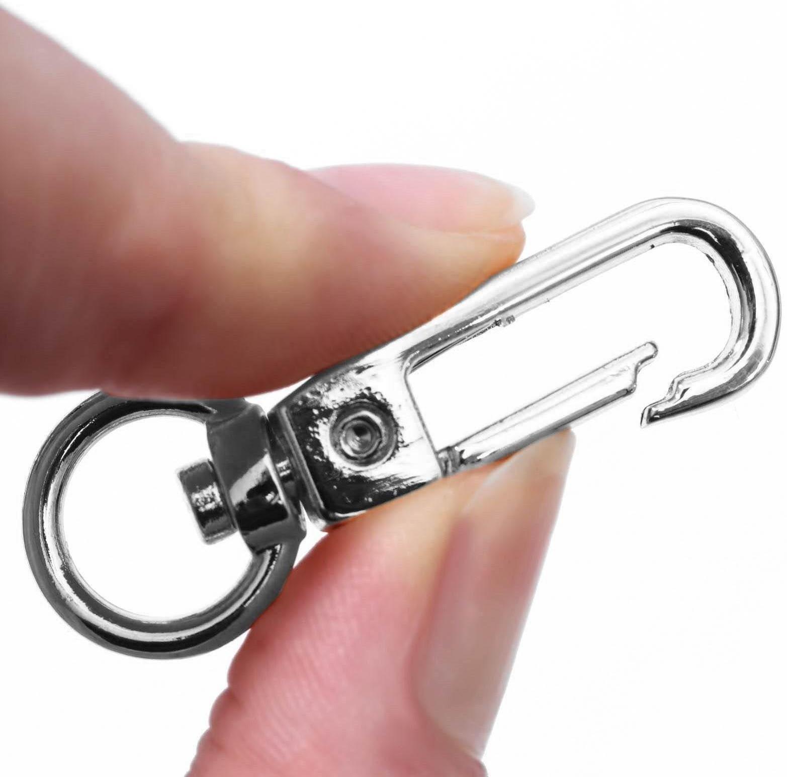 Карабин металлический, 45 × 16 мм / 10 × 2,2 мм, 5 шт, цвет серебряный