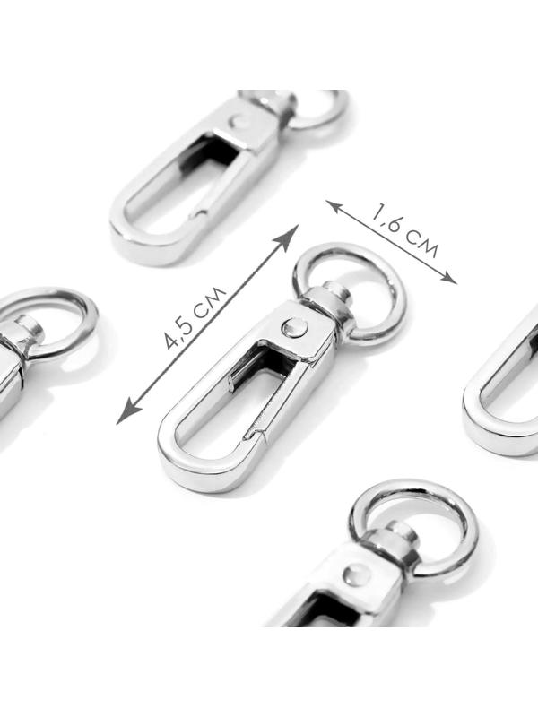 Карабин металлический, 45 × 16 мм / 10 × 2,2 мм, 5 шт, цвет серебряный