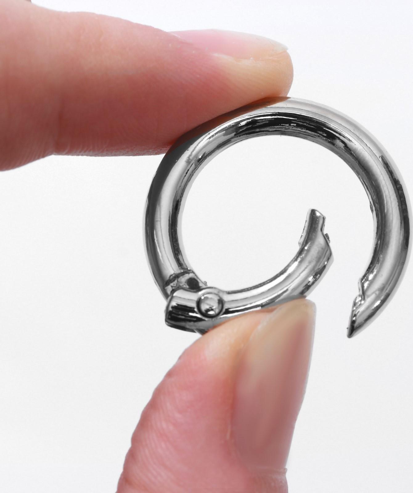 Кольцо-карабин, d = 20/28 мм, толщина - 4 мм, 5 шт, цвет серебряный