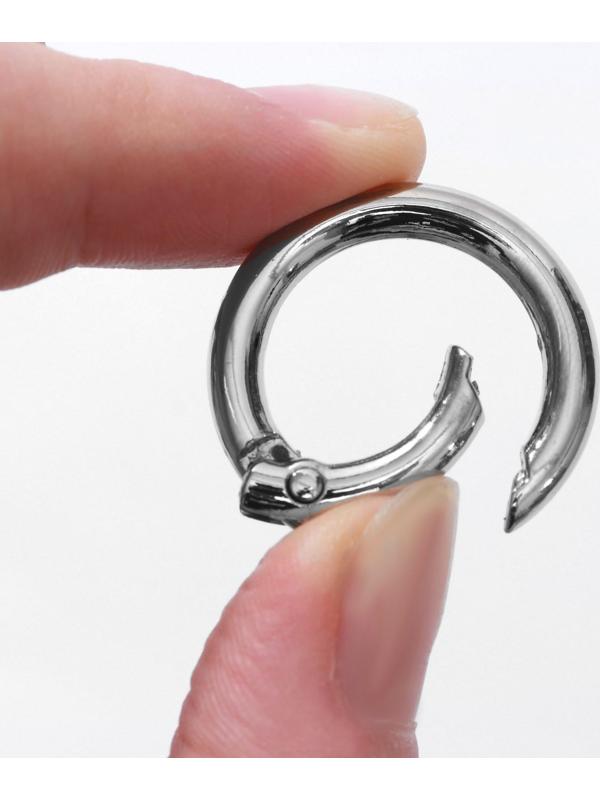 Кольцо-карабин, d = 20/28 мм, толщина - 4 мм, 5 шт, цвет серебряный