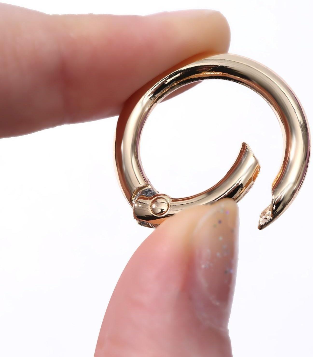 Кольцо-карабин, d = 20/28 мм, толщина - 4 мм, 5 шт, цвет золотой