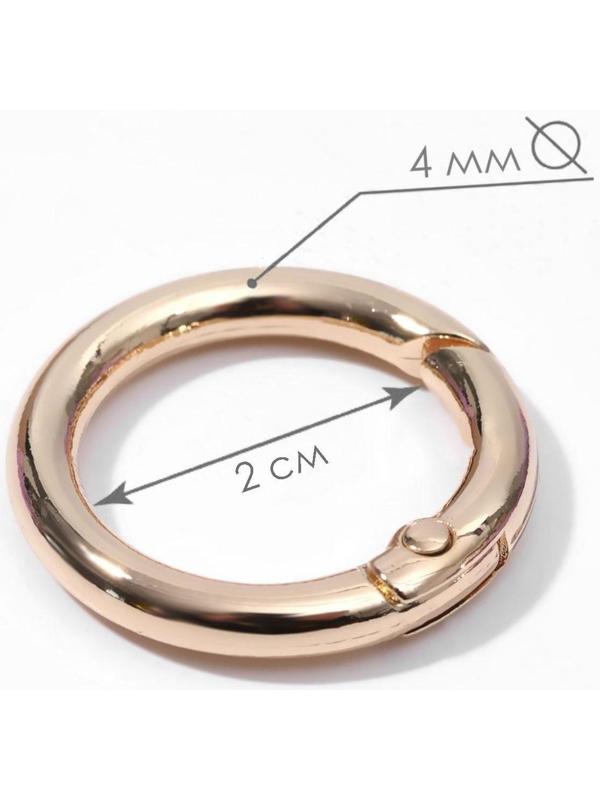 Кольцо-карабин, d = 20/28 мм, толщина - 4 мм, 5 шт, цвет золотой