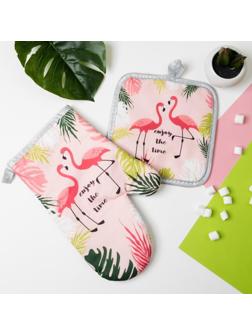 Кухонный набор Доляна Enjoy, прихватка 16*16 см, рукавица 26*17 см,100% п/э