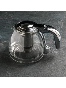 Чайник стеклянный заварочный «Сталь», 1 л, с металлическим ситом