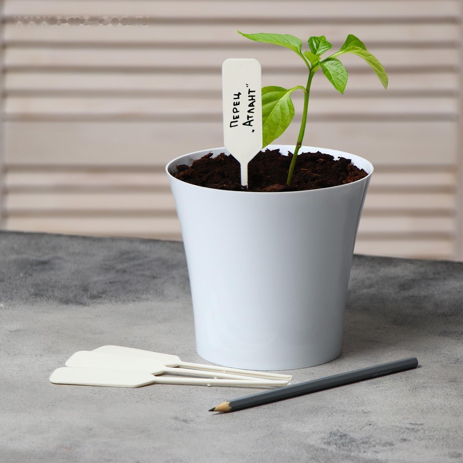 Ярлыки садовые для маркировки, 15 см, с карандашом, набор 20 шт., пластик