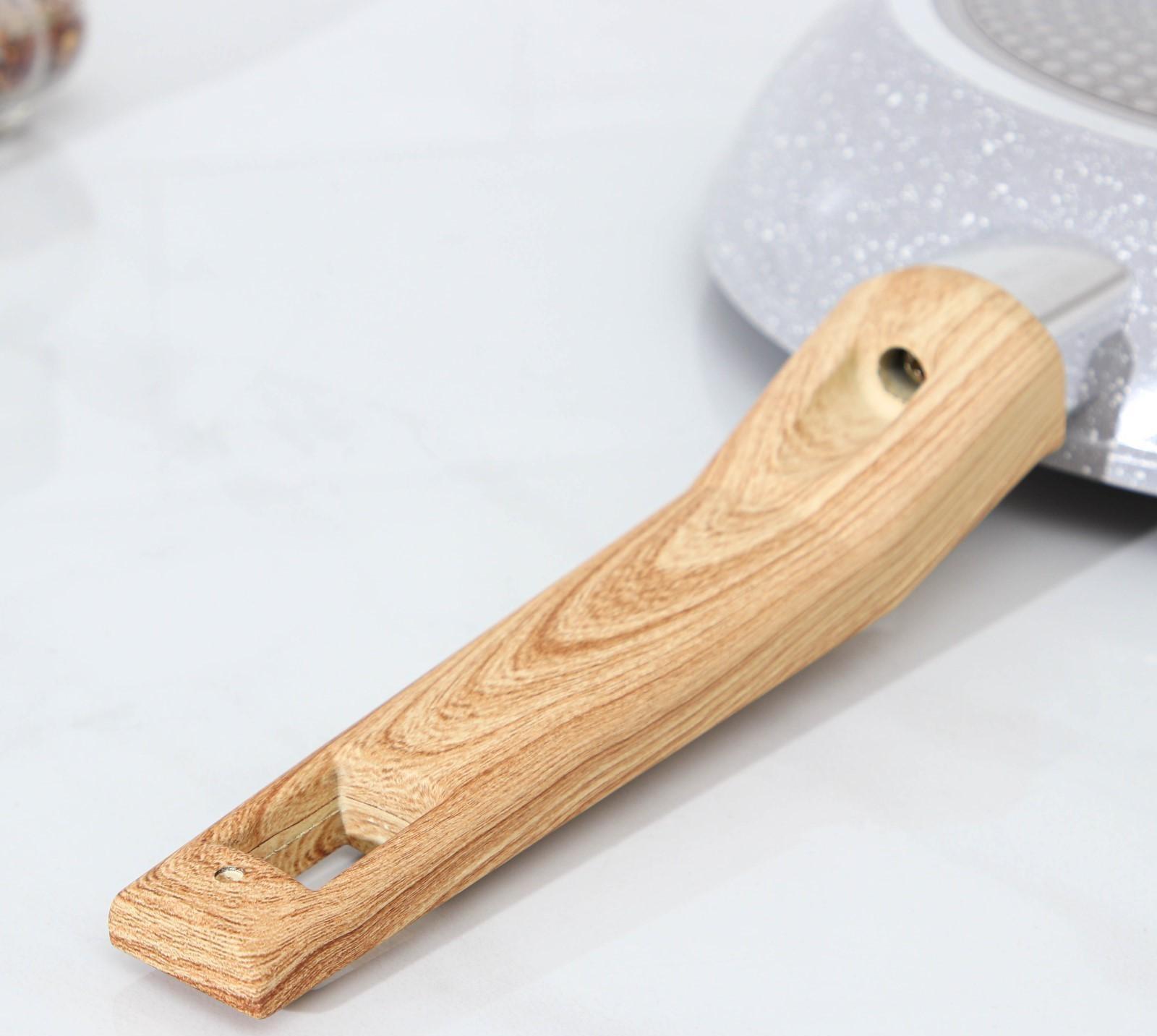 Сковорода кованая Magistro Natural, d=24 см, ручка soft-touch, индукция, антипригарное покрытие, цвет серый