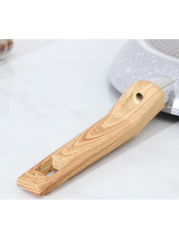 Сковорода кованая Magistro Natural, d=24 см, ручка soft-touch, индукция, антипригарное покрытие, цвет серый