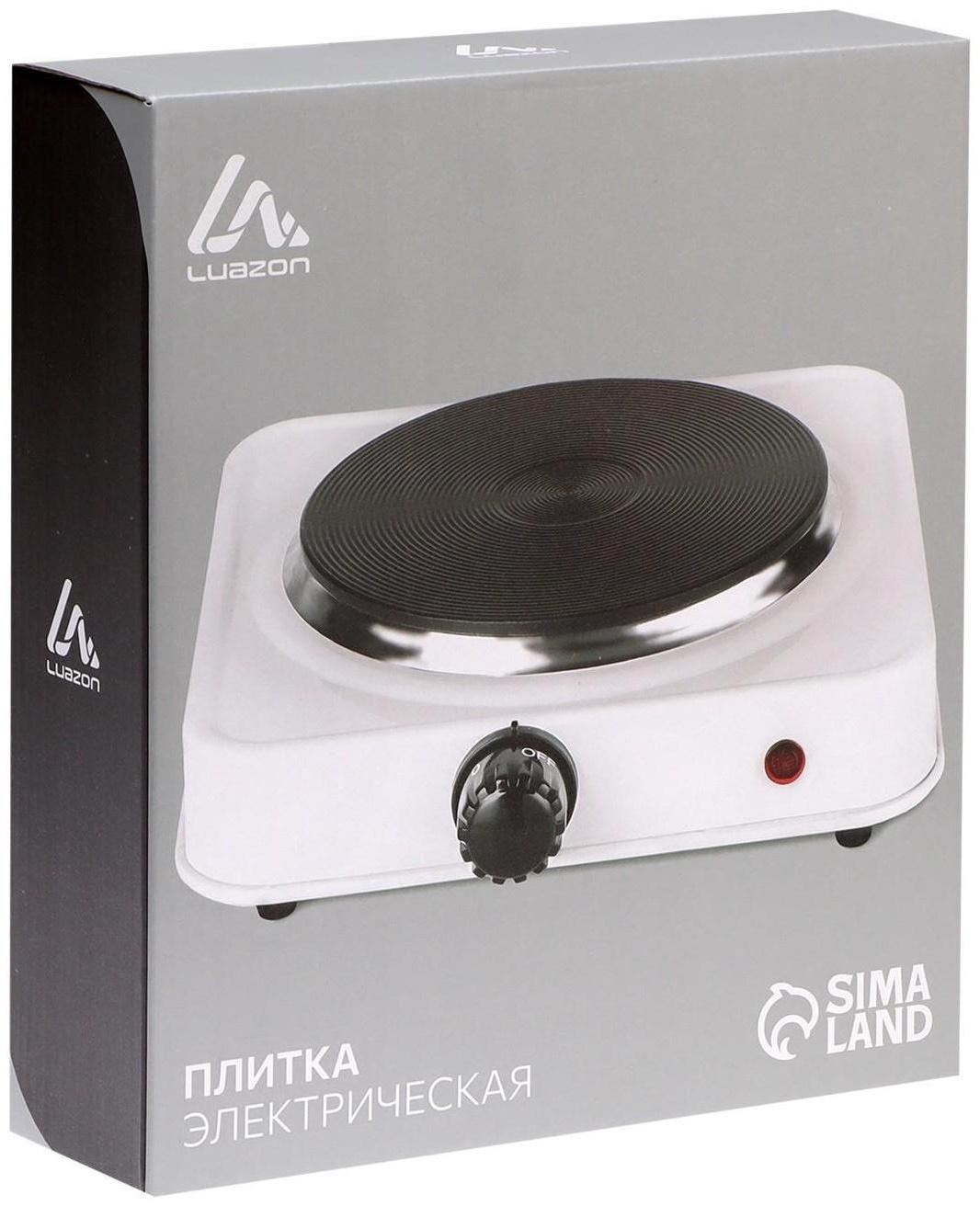 Плитка электрическая Luazon LHP-002, 1 конфорка, 1000 Вт, нагреватель диск, чёрная