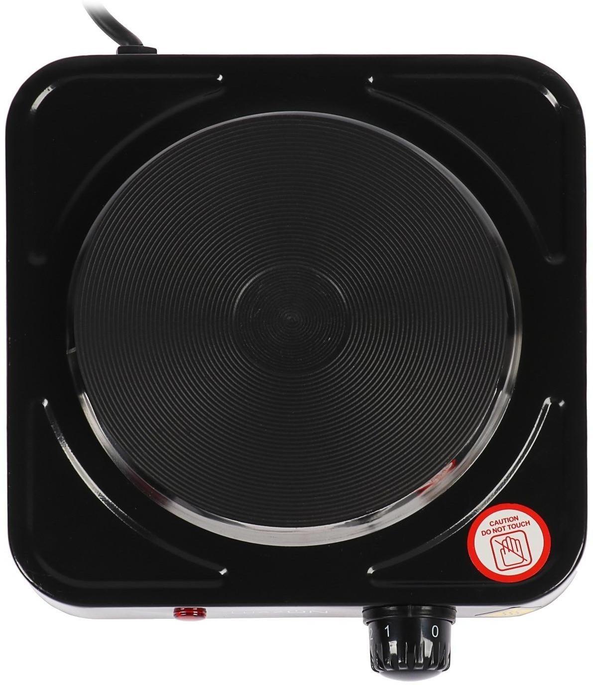 Плитка электрическая Luazon LHP-002, 1 конфорка, 1000 Вт, нагреватель диск, чёрная