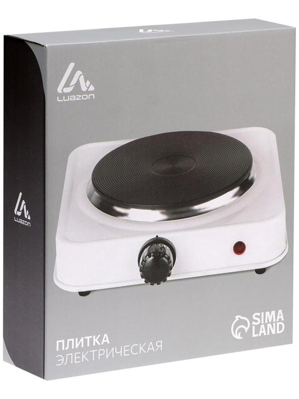 Плитка электрическая Luazon LHP-002, 1 конфорка, 1000 Вт, нагреватель диск, чёрная