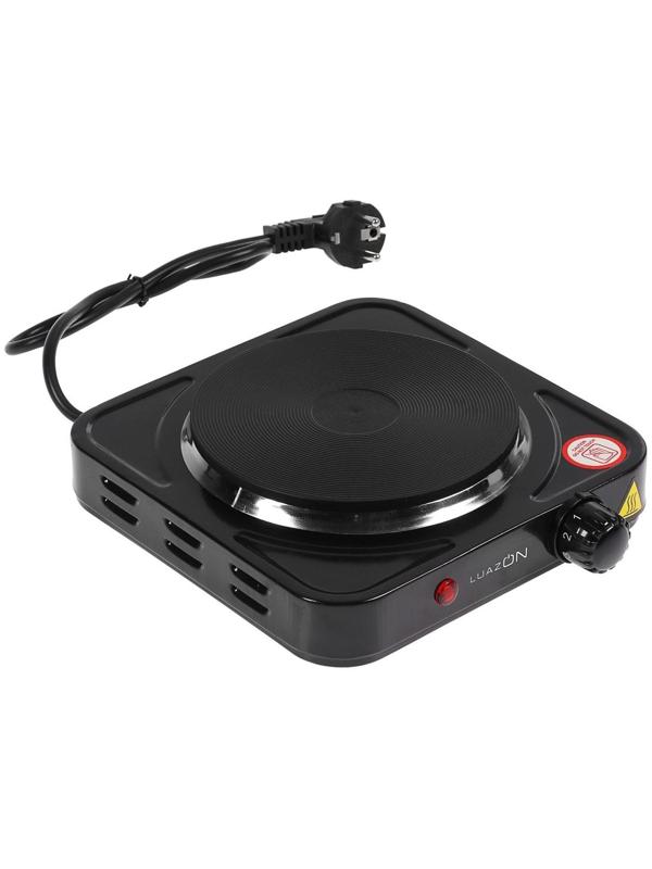 Плитка электрическая Luazon LHP-002, 1 конфорка, 1000 Вт, нагреватель диск, чёрная