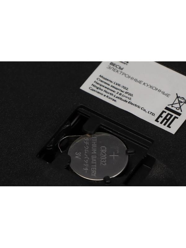 Весы кухонные Luazon LVK-702, электронные, до 7 кг, чёрные