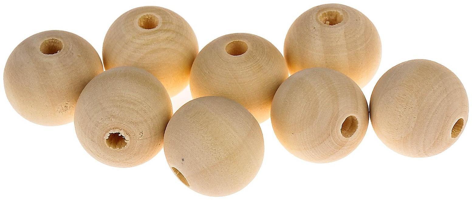 Бусины деревянные d=20 мм (±1 мм) (набор 8 шт) без покрытия