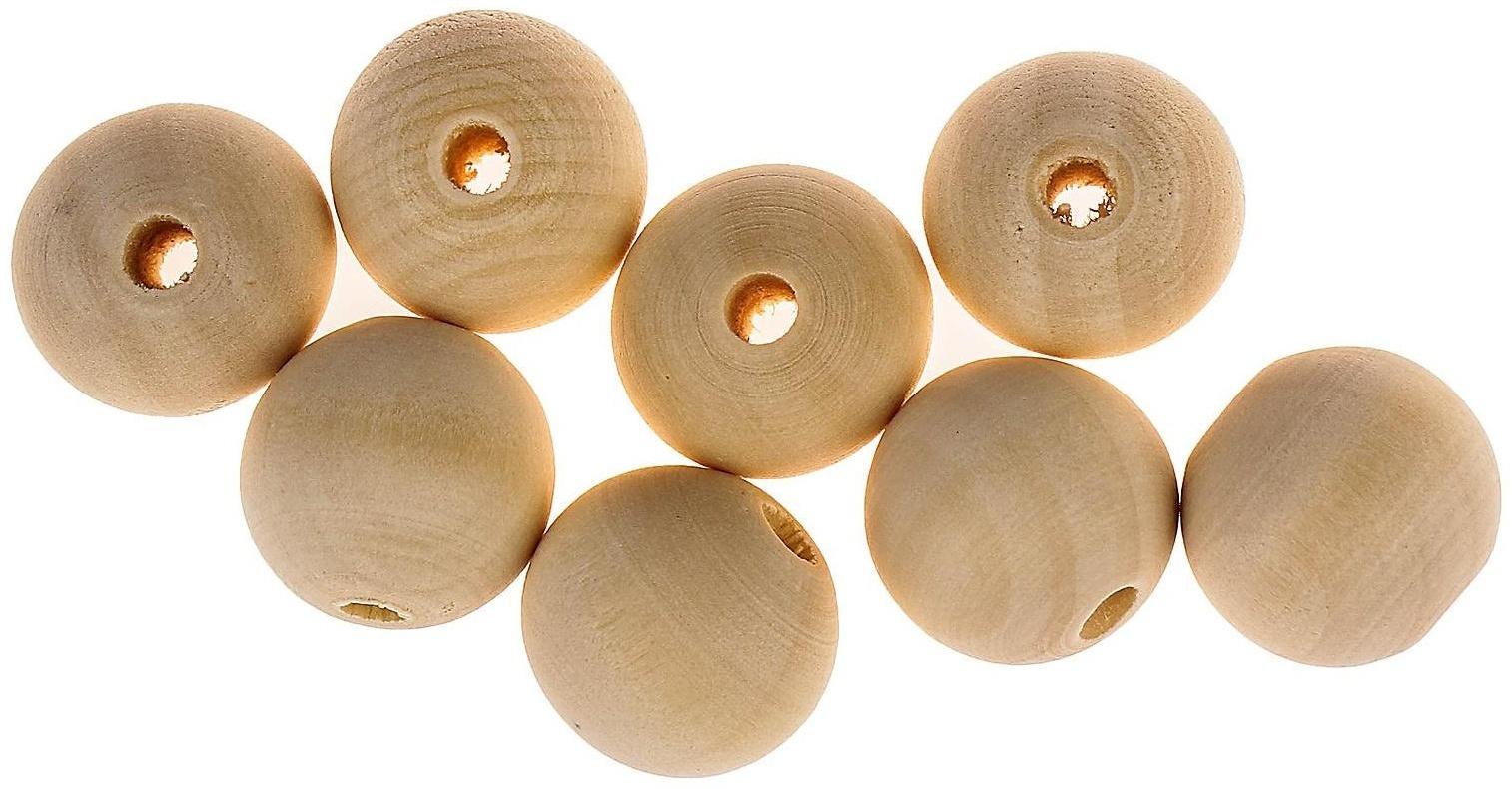 Бусины деревянные d=20 мм (±1 мм) (набор 8 шт) без покрытия