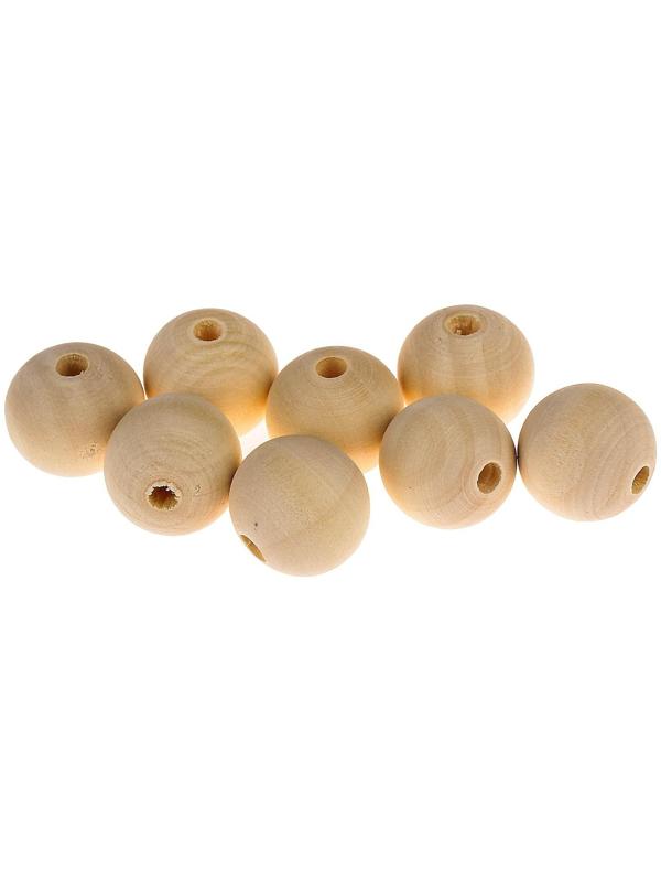 Бусины деревянные d=20 мм (±1 мм) (набор 8 шт) без покрытия