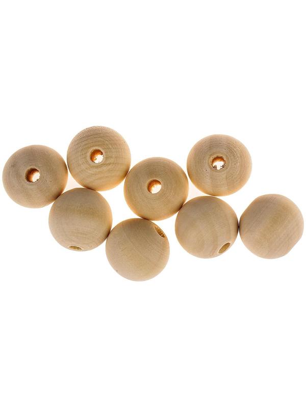 Бусины деревянные d=20 мм (±1 мм) (набор 8 шт) без покрытия