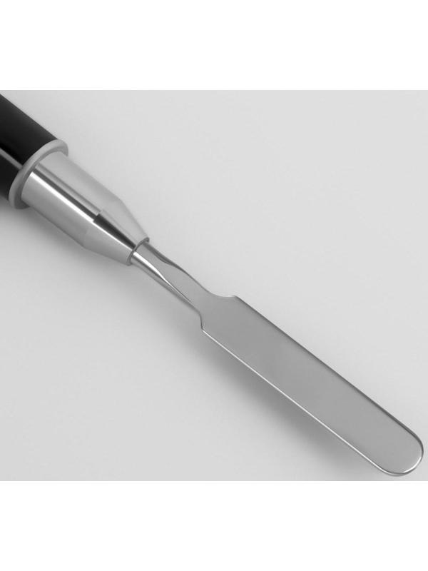 Кисть-шпатель для акрил-геля, лепесток, 14 см, ворс 6 × 9 мм, цвет чёрный/серебристый