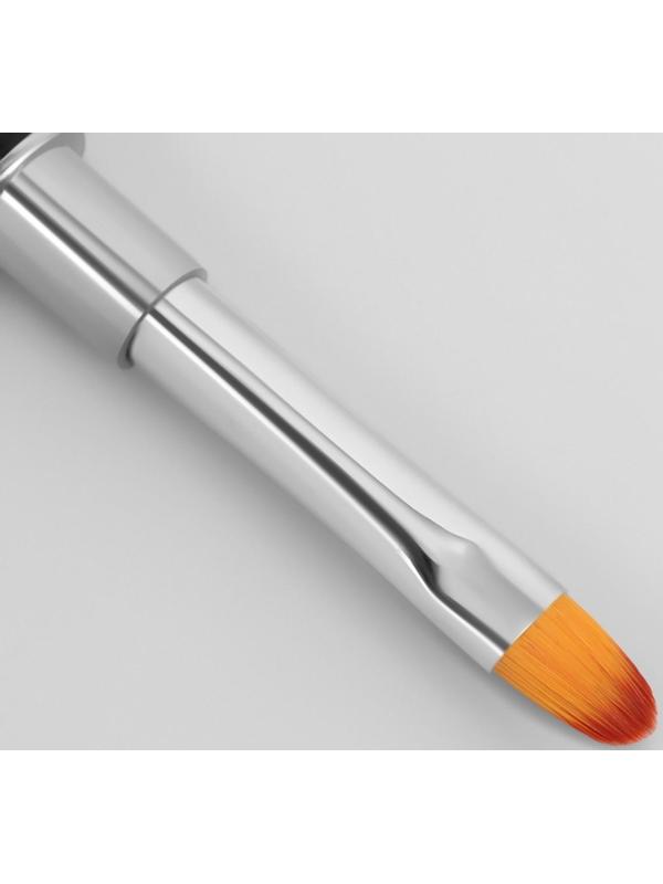 Кисть-шпатель для акрил-геля, лепесток, 14 см, ворс 6 × 9 мм, цвет чёрный/серебристый