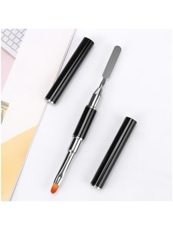 Кисть-шпатель для акрил-геля, лепесток, 14 см, ворс 6 × 9 мм, цвет чёрный/серебристый