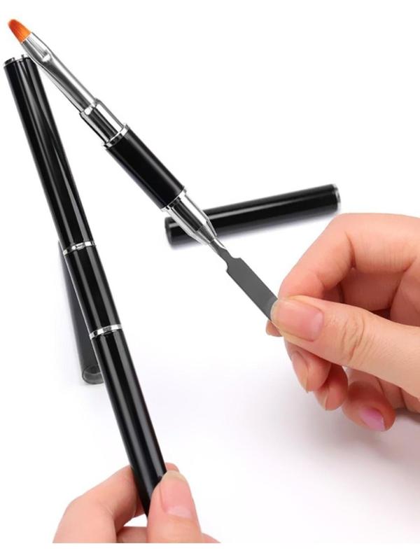 Кисть-шпатель для акрил-геля, лепесток, 14 см, ворс 6 × 9 мм, цвет чёрный/серебристый