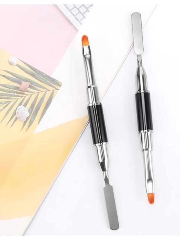 Кисть-шпатель для акрил-геля, лепесток, 14 см, ворс 6 × 9 мм, цвет чёрный/серебристый