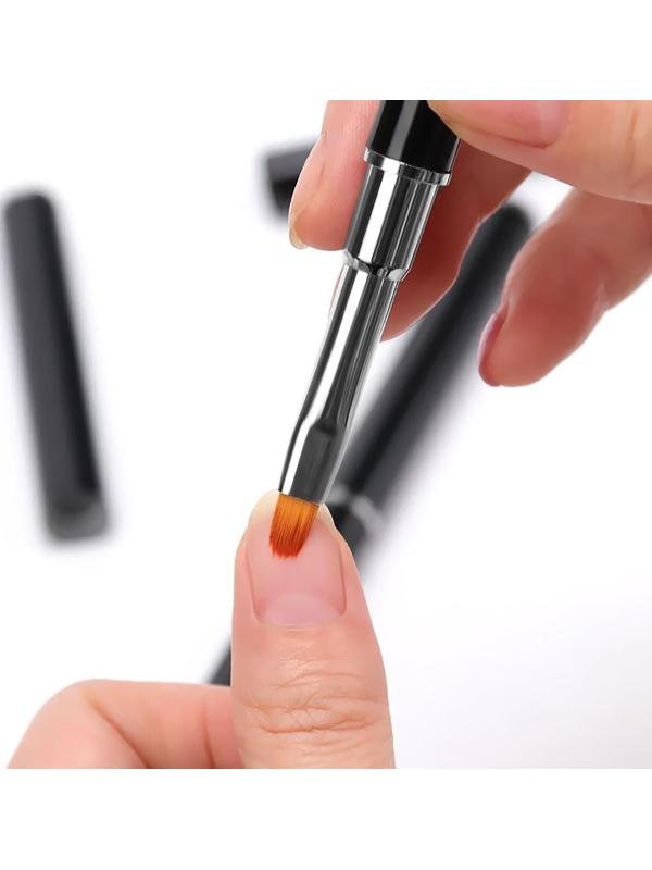 Кисть-шпатель для акрил-геля, лепесток, 14 см, ворс 6 × 9 мм, цвет чёрный/серебристый