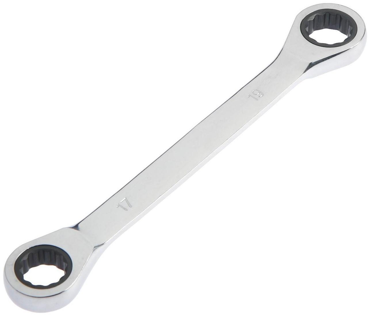 Ключ накидной трещоточный ТУНДРА, CrV, полированный, 72 зуба, 17 х 19 мм